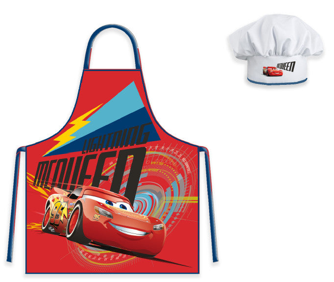 Disney Cars Lightning McQueen Apron and Chef's Hat Set. Age 3-8 years