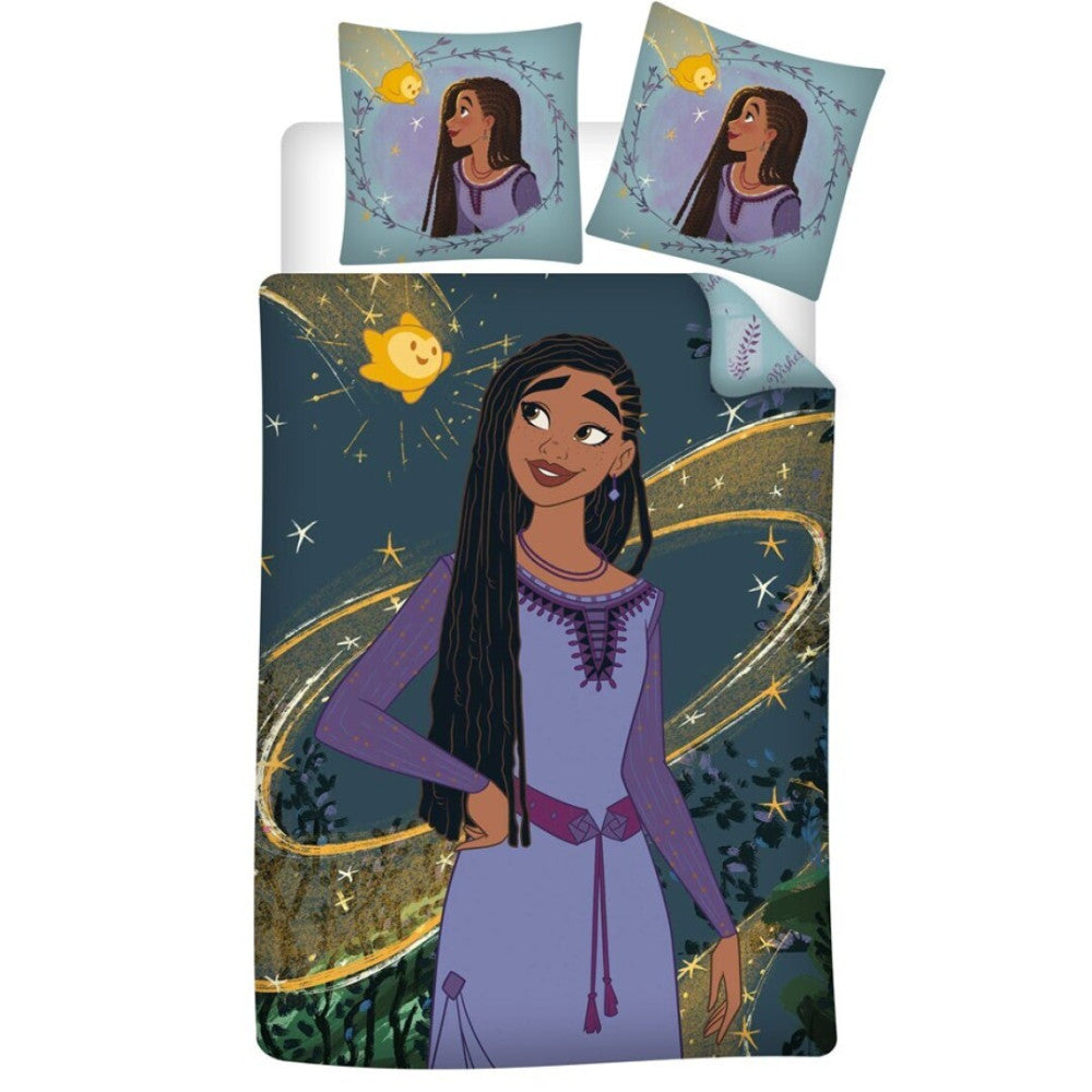 Disney Wish Single Duvet Cover Set 140 x 200 cm 100% COTTON Asha & Star