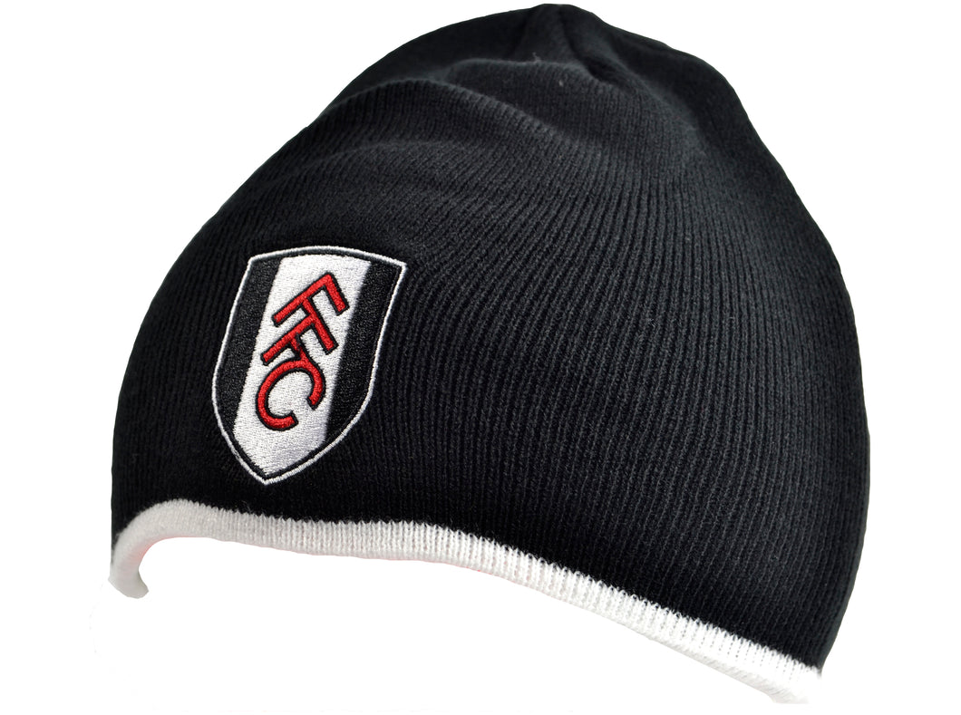 Fulham Football Club Knitted Beanie Hat - Adult One Size Black