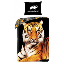 Load image into Gallery viewer, Tiger Single Duvet Cover Set 140 x 200 cm 100% COTTON Bed Linen - Animal Planet
